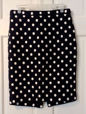 Classic Navy & White Polka Dot Pencil Skirt